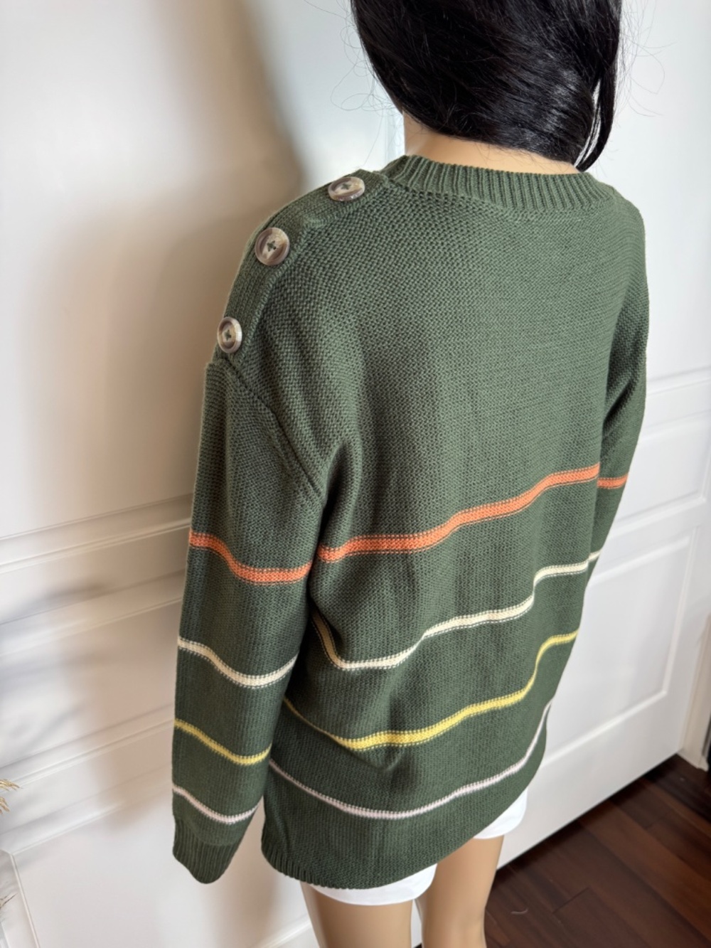 DAVI & DANI ARMY GREEN STRIPE CABLE KNIT SWEATER SIZE LARGE - NWT - Picture 12 of 14